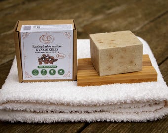 Natural Handmade Bar Soap with Coconut, Olive, Sunflower Oils, Clove Oil & Buds – Organic, Moisturizing, Gentle Skincare for All Skin Types