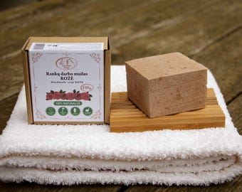 Premium Natural Bar Soap with Coconut, Olive and Sunflower Oils, Infused with Rose Absolute & Petals – Hydrating and Revitalizing Skincare
