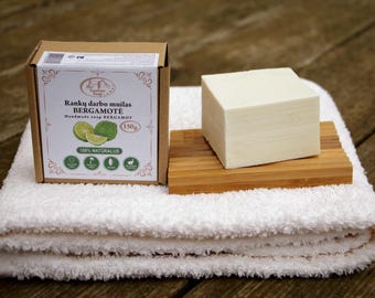 Natural Handmade Bar Soap with Coconut, Olive and Sunflower Oils, Bergamot Oil – Organic, Moisturizing & Gentle Skincare for All Skin Types