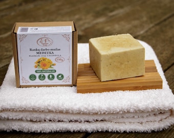 Handmade Soap with Calendula and Orange Essential Oil, Coconut, Olive and Sunflower Oil, Natural Ingredients, Moisturizing & Healing