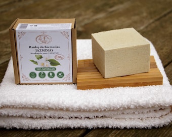 Premium Handmade Natural Soap with Coconut, Olive, Sunflower Oils, Infused with Jasmine Oil & Flowers – Hydrating and Revitalizing Skincare