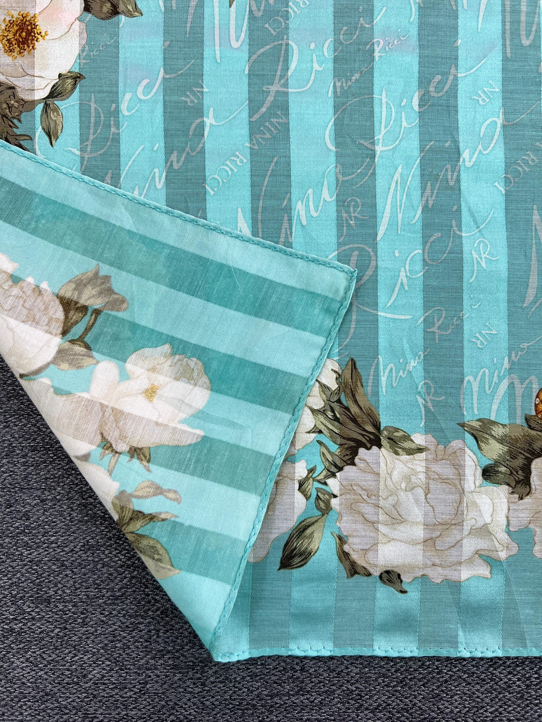 Vintage Nina Ricci Floral Handkerchief Bandana Pocket Square 