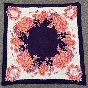 Vintage Christion Dior Floral  Handkerchief Bandana Pocket Square Scarf Neckerchief Headband Neck Wrap Accessories unisex Scarves Head