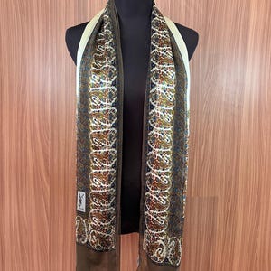 Vintage Yves Saint Laurent Long Silk Scarf, Neck Scarf, Head Scarf, Shawl Scarf, Vintage Foulard, Women Scarf Accessories Stole Scarves