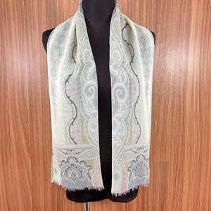 Vintage Etro Long Silk Scarf, Neck Scarf, Head Scarf, Shawl Scarf, Vintage Foulard, Women Scarf Accessories Stole Scarves