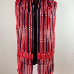 Vintage Long Silk Scarf, Neck Scarf, Head Scarf, Abstract Shawl, Vintage Foulard, Women Scarf Accessories, Stole Scarves