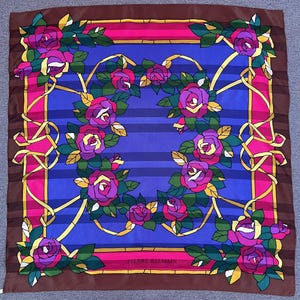 Vintage Pierre Balmain Floral Seidentuch Damen Accessoires Karree Schal Top Halstuch Wickelschal Schal Krawatte Foulards