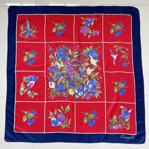 Vintage Carvan Paris Silk Scarf Women Accessories Square Scarf Top Neckerchief Wrap Shawl Neckwear Foulards