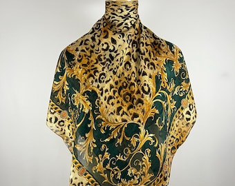 ヴィンテージGIORGIO ARMANI アルマーニ 花柄シルク長スカーフ ヴィンテージGIORGIO ARMANI アルマーニ 花柄シルク長スカーフ