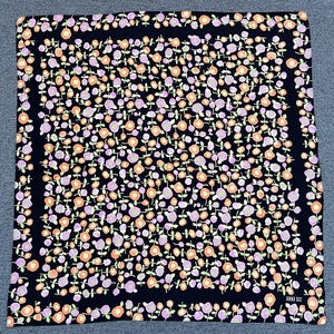 Vintage Anna Sui Silk Floral Handkerchief Bandana Pocket Square Scarf Neckerchief Headband Neck Wrap Accessories Unisex Scarves Head