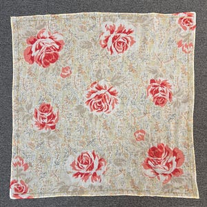 Vintage Nicole St Gilles Floral Handkerchief Bandana Pocket Square Scarf Neckerchief Headband Neck Wrap Accessories Unisex Scarves Head
