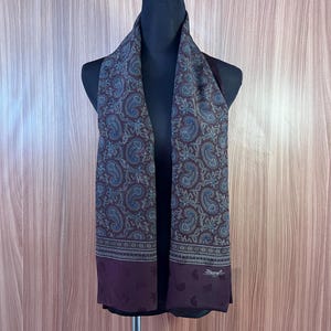 Vintage Marelli Paisley Long Silk Scarf, Neck Scarf, Head Scarf, Shawl Scarf, Vintage Foulard, Women Scarf Accessories Stole Scarves