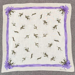 Vintage Christion Dior Floral Handkerchief Bandana Pocket Square Scarf Neckerchief Headband Neck Wrap Accessories Unisex Scarves Head