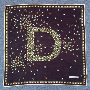 Vintage Christion Dior Floral Handkerchief Bandana Pocket Square Scarf Neckerchief Headband Neck Wrap Accessories Unisex Scarves Head