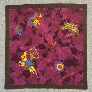 Vintage Kansai Handkerchief Bandana Pocket Square Scarf Neckerchief Headband Neck Wrap Accessories Unisex Scarves Head