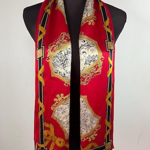 Vintage Liz Claiborne Long Silk Scarf, Neck Scarf, Head Scarf, Shawl Scarf, Vintage Foulard, Women Scarf Accessories Stole Scarves
