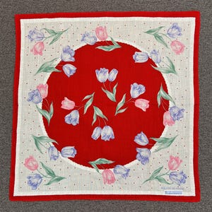 Vintage Roland Munnier Floral Handkerchief Bandana Pocket Square Scarf Neckerchief Headband Neck Wrap Accessories Unisex Scarves Head