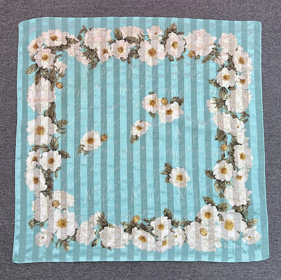 Vintage Nina Ricci Floral Handkerchief Bandana Pocket Square  display picture 1
