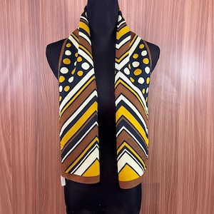 Vintage Emanuel Ungaro Long Silk Scarf, Neck Scarf, Head Scarf, Shawl Scarf, Vintage Foulard, Women Scarf Accessories Stole Scarves