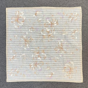 Vintage Jun Ashida Floral  Handkerchief Bandana Pocket Square Scarf Neckerchief Headband Neck Wrap Accessories unisex Scarves Head