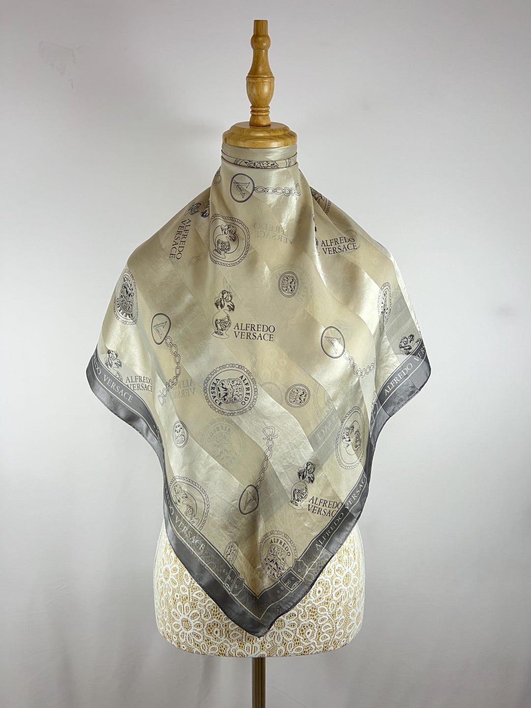 Vintage Alfredo Versace Silk Scarf Multicolour Women Accessories