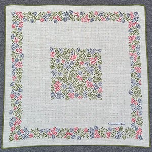 Vintage Christion Dior Floral Handkerchief Bandana Pocket Square Scarf Neckerchief Headband Neck Wrap Accessories unisex Scarves Head