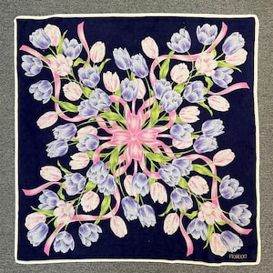 Vintage Fiorucci Floral Handkerchief Bandana Pocket Square Scarf Neckerchief Headband Neck Wrap Accessories Unisex Scarves Head
