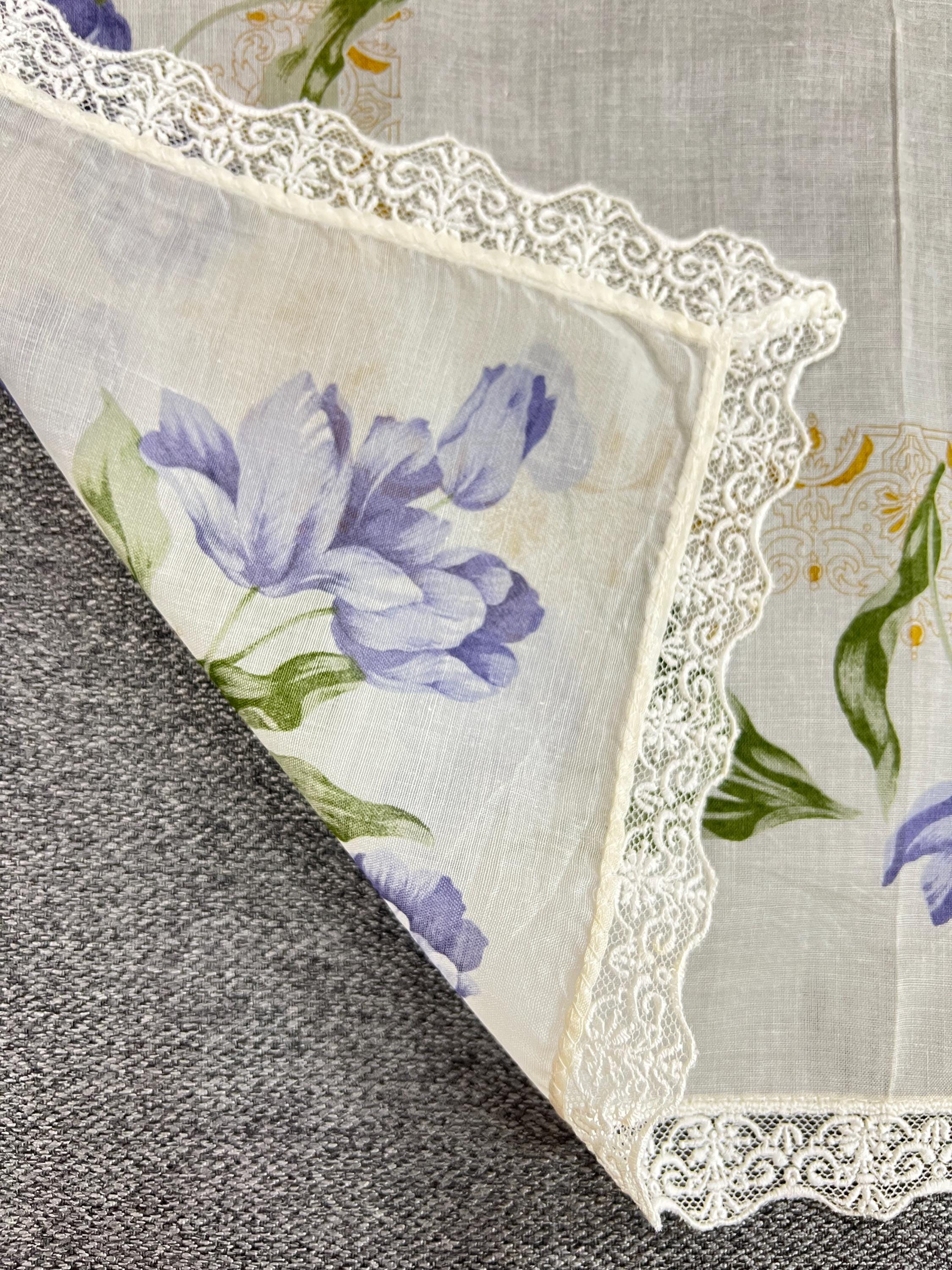 NINA RICCI Floral Pastel cotton neckerchief, bag or hair accessory NWT Vintage Nina Ricci Floral Handkerchief Bandana Pocket Square  main image 2
