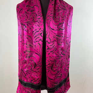Vintage Pierre Balmain Long Silk Scarf, Neck Scarf, Head Scarf, Abstract Shawl, Vintage Foulard, Women Scarf Accessories, Stole Scarves