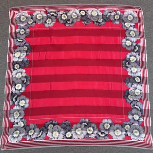 Vintage Jun Ashida Floral Silk Scarf Women  Accessories Square Scarf Top Neckerchief Wrap Shawl Neckwear Foulards