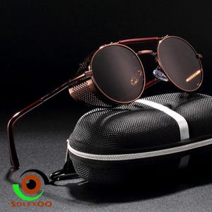 Ronde steampunk-zonnebril voor mannen en vrouwen, retro ronde ovale zonnebril voor heren en dames, steampunk cyberpunk, bril gothic rock punk