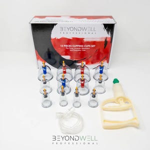 12x Hijama Cupping Massage Set with Pump plus 6x Magnets and Extension Tube