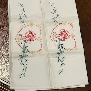 So Sweet Vintage Red Rose embroidered pillowcases