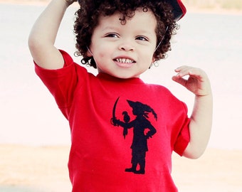Buccaneer Boy Short Sleeved Nostalgic Graphic Tee in Red with Black FREE SHIPPING