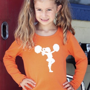 Little Cheerleader Nostalgic Graphic Tee Orange with White Free Shipping image 2