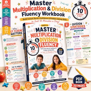 Math Fact Fluency Workbook PDF, Multiplication and Division Practice for Kids