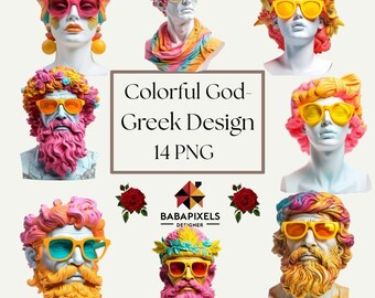 Greek God Statues PNG Clipart: Sublimation Design Bundle