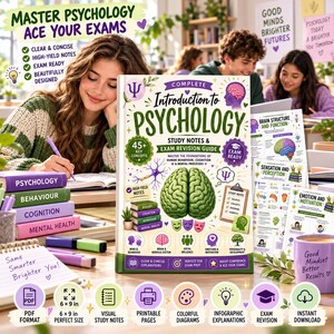 Psychology Revision Guide PDF, Visual Study Notes for High School and College Students