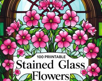 Floral Stained Glass Coloring Book: 100 Stress Relief Pages (PDF Download)