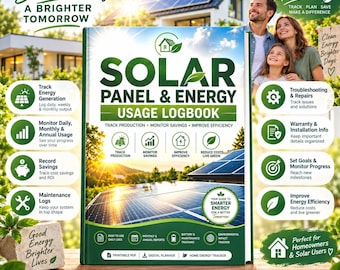 Home Solar Maintenance Logbook, Energy Production, Repairs, Warranty & Annual Goals PDF