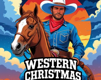 Watercolor Western Christmas Coloring Book for Kids: Cowboy Holiday Activity (Digital Download)