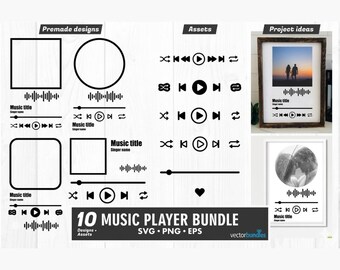 Retro Music Player Keychain Template Bundle, Laser Cut Files (SVG, PNG, EPS)