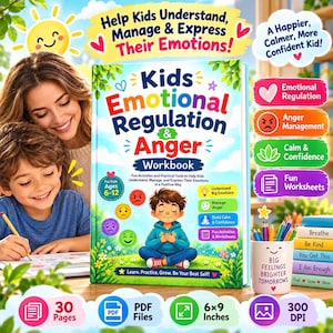 Kids Emotional Regulation Workbook, Anger Triggers, Calm Down Tools & Mood Tracker PDF