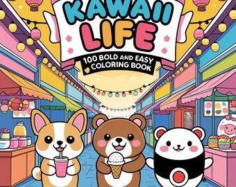 Kawaii Coloring Pages for Adults, 100 Printable PDF Cute Animal Dessert Cozy Designs
