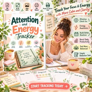 Daily Focus Planner, Energy Tracker, Priority Planning & Weekly Review Workbook