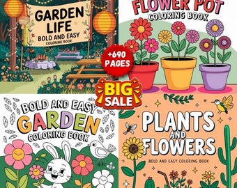 Gardening Coloring Book: 690+ Flower, Plant, and Garden Designs (Digital Download)