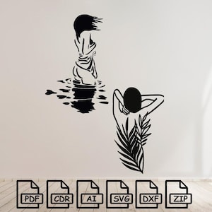 Woman body, Sexy, naked Woman svg dxf file wall sticker pdf silhouette template cnc cutting router digital vector instant download
