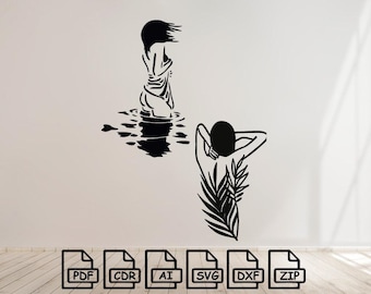 Woman Body, Naked Woman Svg Dxf File Wall Sticker Pdf Silhouette