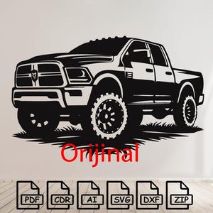 Truck car, pickup cut svg dxf file wall sticker pdf silhouette template cnc cutting router digital vector instant download