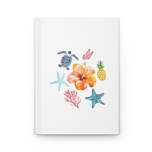 Tropical Ocean-Themed Hardcover Journal, Beach Vibes Notebook for Nature Lovers, Floral Writing Book for Summer, Gift for Creatives, Travel